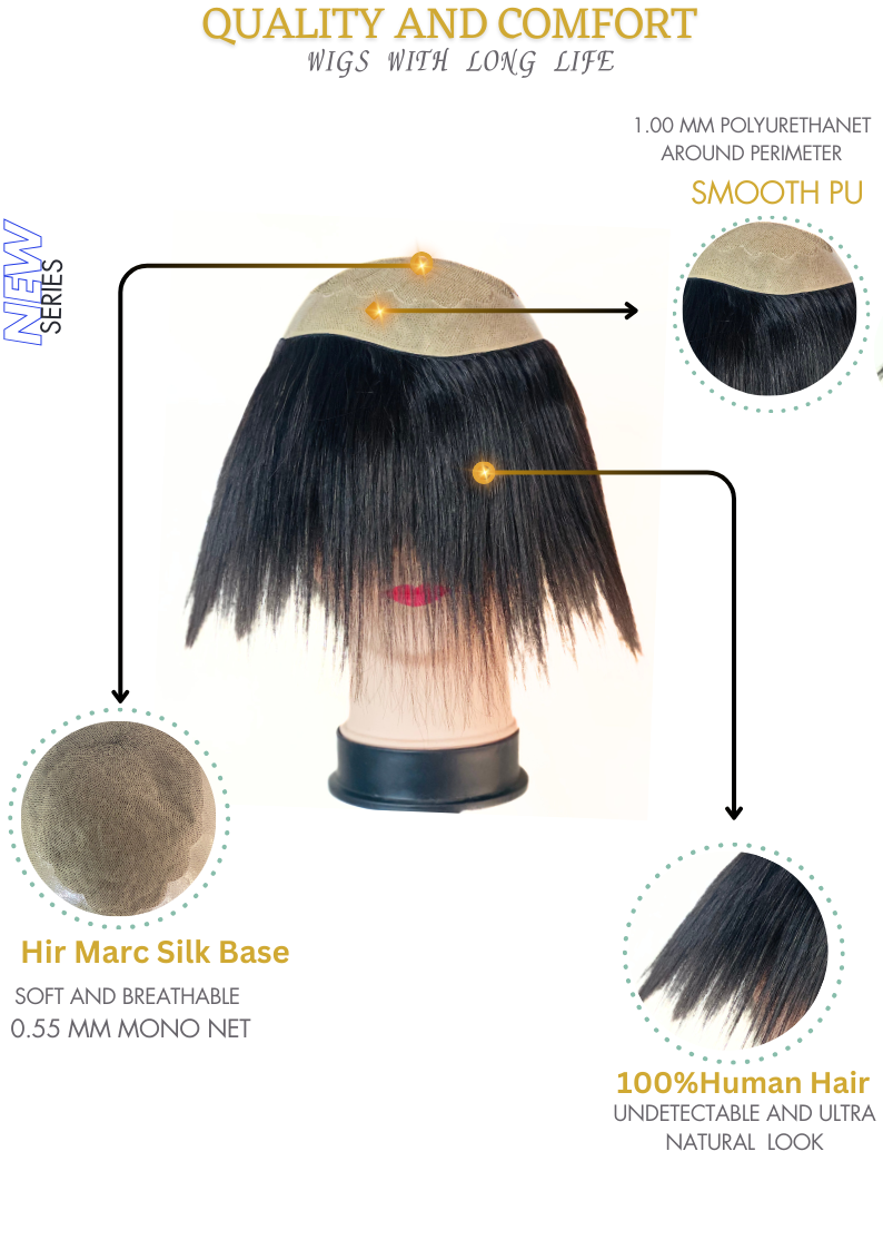 Premium Hair Marc Silk Base Patch provides a luxurious , natural look The silk creates a seamless, undetectable hairline for a flawless look.