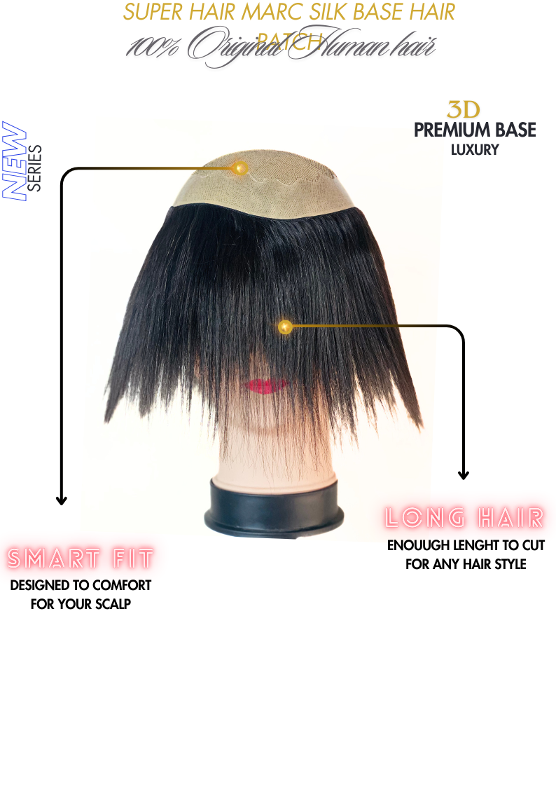 Premium Hair Marc Silk Base Patch provides a luxurious , natural look The silk creates a seamless, undetectable hairline for a flawless look.